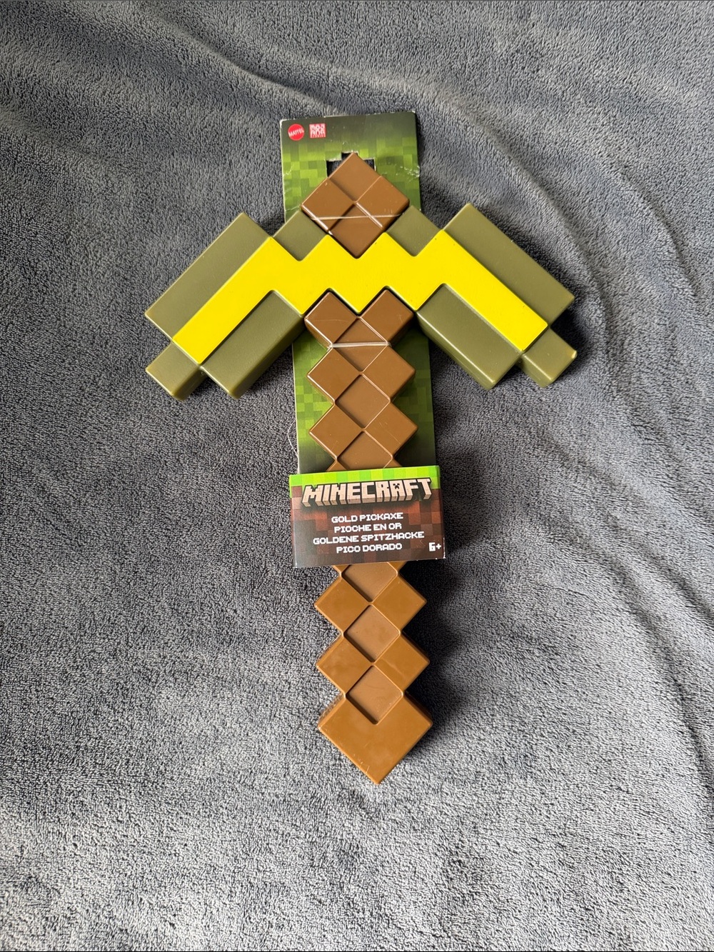 Minecraft Gold Pixel Pickaxe Toy - Yellow & Brown